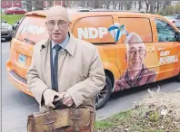  ?? CP PHOTO ?? Nova Scotia NDP Leader Gary Burrill makes a campaign stop in Halifax on Monday. The provincial election will be held Tuesday, May 30.