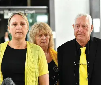  ?? Photo: AAP Image ?? SEEKING ANSWERS: Annette Mason’s sister Linda Mason (left) and father Mick Mason (right) during a media conference outside the Brisbane Coroners Court in Brisbane.