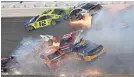  ?? MIKE DINOVO/USA TODAY SPORTS ?? Multiple-car wrecks meant just 14 cars finished on the lead lap in the 500.