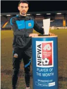  ??  ?? Conor Mccloskey with his Player of the Month prize