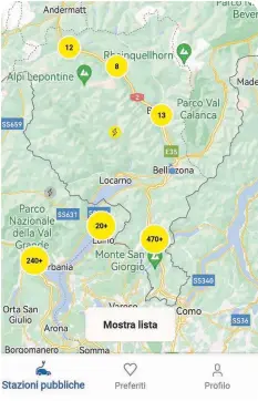  ?? ?? Dall’app TCS eCharge, i punti di ricarica sul nostro territorio