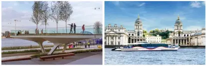  ??  ?? Don't Miss: London's first-ever elevated riverside linear park open on Greenwich Peninsula. Initially 1km in length, running from Peninsula Square to the river and along the riverside, The Tide will eventually stretch 5km in length around the whole Peninsula.