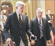  ?? PABLO MARTINEZ MONSIVAIS / AP ?? Sen. Bill Cassidy, R-La., (left) and Sen. Lindsey Graham, R-S.C., are among Republican­s planning a final, uphill push to erase President Barack Obama’s health care law. Their bill will need 50 votes to pass.