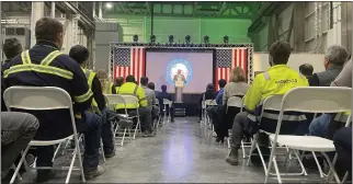  ?? GABE STERN – THE ASSOCIATED PRESS ?? Nevada Gov. Joe Lombardo speaks at Redwood Materials' facility in McCarran, Nev., on Thursday after it was announced the battery company has received a $2billion federal loan.