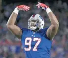  ?? JEFFREY T. BARNES/AP ?? Bills defensive tackle Jordan Phillips was released by the Dolphins on Oct. 2 following Miami’s 38-7 loss at New England in Week 4.