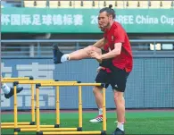  ?? SONG YANKANG / FOR CHINA DAILY ?? Wales will look to Real Madrid superstar Gareth Bale to ignite its offensive spark against China in Thursday’s opening match of the four-team China Cup tournament in Nanning, Guangxi Zhuang autonomous region.