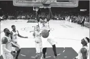  ?? ASSOCIATED PRESS ?? LOS ANGELES CLIPPERS’ MONTREZL HARRELL (5) dunks against Los Angeles Lakers during the first half of Wednesday’s game in Los Angeles.