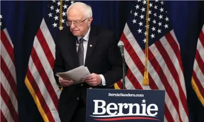 ??  ?? Bernie Sanders speaks to reporters on Wednesday in Burlington, Vermont. Photograph: Charles Krupa/AP