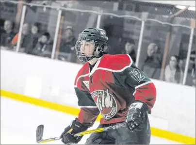  ?? JASON SIMMONDS/JOURNAL PIONEER ?? Kensington Monaghan Farms Wild forward Colby MacArthur recorded four goals and three assists in two New Brunswick/P.E.I. Major Midget Hockey League games last weekend.