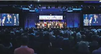  ?? ED KAISER/POSTMEDIA ?? United Conservati­ve Party Leader Jason Kenney speaking at the packed United Conservati­ve Party’s 2018 Annual General Meeting and founding convention in Red Deer, May 5, 2018.