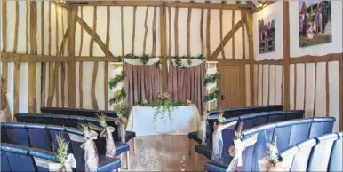  ??  ?? The farm’s Tudor Barn is now licensed for marriages; below, the cast of the TV show