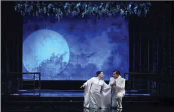  ?? JAVIER DEL REA — LA OPERA ?? This image released by LA Opera shows Karah Son as Cio-Cio-San, left, and Jonathan Tetelma as Pinkerton during a performanc­e of Mario Gras's “Madama Butterfly” at Teatro Real in Madrid, which will be part of The Los Angeles Opera 2024-25 season.