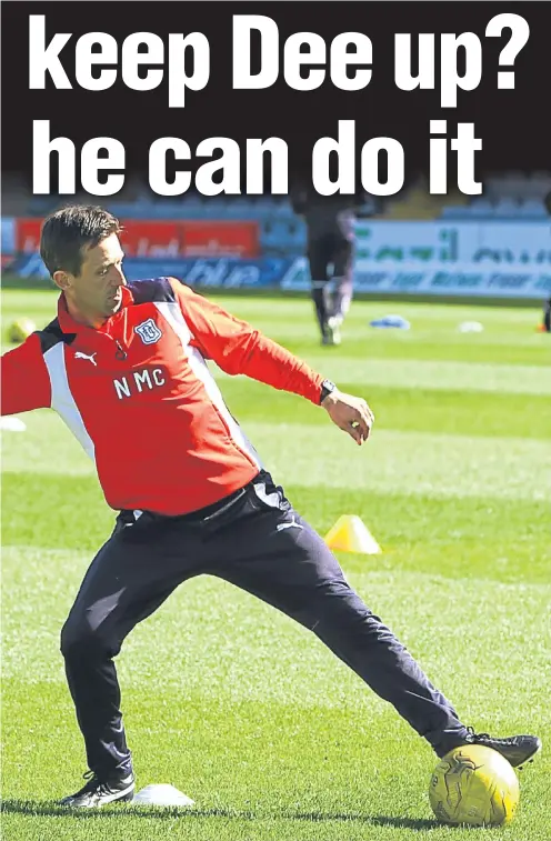  ??  ?? training session at Dens Park yesterday — but can he keep them in the top flight?