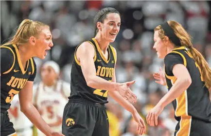  ?? TOMMY GILLIGAN/USA TODAY SPORTS ?? Iowa’s Caitlin Clark is 66 points away from setting the NCAA women’s basketball all-time scoring record.