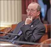  ?? Associated Press ?? State Sen. Steve Glazer, D-Orinda, listens as lawmakers debate a measure before the Senate at the Capitol in Sacramento. The only Democratic state senator to vote against a California gas and vehicle tax increase is losing his powerful post as a committee chairman.