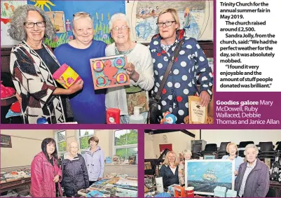  ?? ?? Having a browse Marie Arthur, Isabel O’Neill and Betty Porch
Goodies galore Mary McDowell, Ruby Wallaced, Debbie Thomas and Janice Allan
Picture perfect Nan Williamson, Anne McKenzie, Frances Srewart and Dorothy Bentley