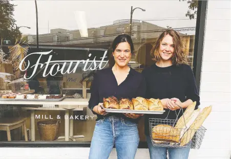  ??  ?? Shira McDermott, left, and Janna Bishop own and operate Flourist, a Vancouver bakery/café that has transition­ed to the online world.