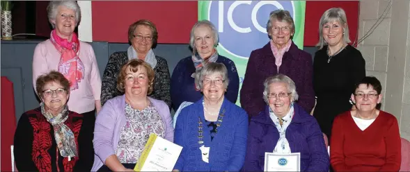  ??  ?? Wexford ICA long service award recipients (from left), back – Nuala Wickham, Betty Halligan and Maura O’Connor from the Kilrane/Rosslare Harbour guild; Nellie Long from Kilmyshall Guild; and Joe Whitmore, outgoing PRO. Front – Eileen Morris, Aileen...