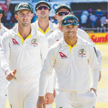  ?? Picture: AP PHOTO ?? REPENTANT: David Warner (right) has vowed to be a better role model.