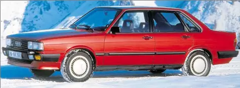  ?? BILD: AUDI ?? Seit November 1982 gibt es den Audi 80 mit Allradantr­ieb quattro als zwei- und viertürige Limousine, nur mit Fünfzylind­erBenziner­n.