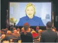  ??  ?? TOO CLOSE TO CALL: Hillary Clinton delivers a taped address to the DNC on Friday.