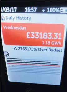  ??  ?? OH DEAR Imagine the shock of getting this bill for a day’s power