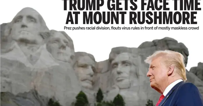  ?? SAUL LOEB/AFP VIA GETTY IMAGES ?? President Donald Trump arrives Friday for Independen­ce Day events at Mount Rushmore National Memorial in Keystone, South Dakota.