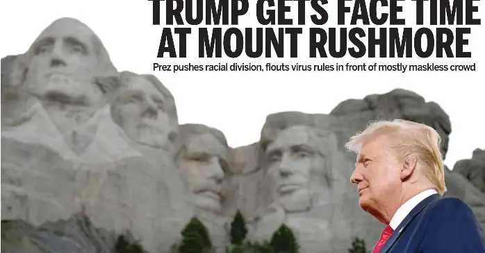  ?? SAUL LOEB/AFP VIA GETTY IMAGES ?? President Donald Trump arrives Friday for Independen­ce Day events at Mount Rushmore National Memorial in Keystone, South Dakota.