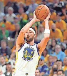  ?? KYLE TERADA/USA TODAY SPORTS ?? Through 20 playoff games this season, Klay Thompson is averaging 19.3 points as the Warriors attempt to win a fourth NBA title in the last eight years.