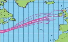  ?? Pictures: Alistair Grant. ?? The tracks of hurricanes Lee, Maria and an Atlantic storm which could become Storm Brian.