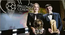  ?? FOTO: FCB ?? Alexia Putellas, con las otras nominadas del Barça: Paños, Martens, Hermoso y Paredes. También posando con Pedri, premiado como el mejor joven de Europa y con la expedición culé con Yuste, Fort y Puig