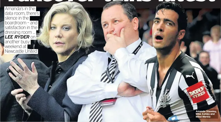  ??  ?? Amanda Staveley, Mike Ashley and Mikel Merino