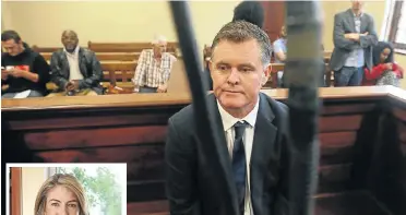  ?? Picture: Esa Alexander ?? Jason Rohde sits in the dock, accused of murdering his wife, Susan, inset. A psychiatri­st’s report describes his rise from menial jobs to that of a property CEO.