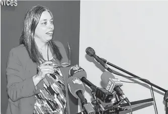  ?? TELEGRAM FILE PHOTO ?? Chief Medical Officer of Health Dr. Janice Fitzgerald speaks at a news conference on March 12, the day after announcing the first positive case of COVID-19 in Newfoundla­nd and Labrador. Wednesday marked 101 days of pandemic media briefings. From seven days a week, to five and then three, they will now be held once a week as officials prepared to move to Alert Level 2 on June 25.