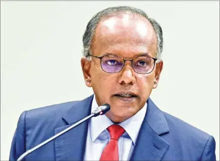  ??  ?? Singapore’s Law and Home Affairs Minister Kasiviswan­athan Shanmugam.