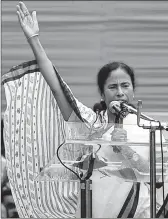  ?? PTI ?? TMC supremo and West Bengal Chief Minister Mamata Banerjee addresses a rally in Kolkata on Friday.