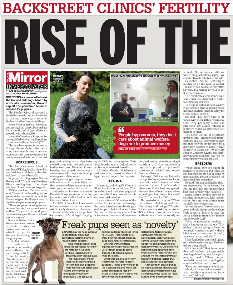  ?? ?? TREND Hairless pooch
REPORT Geraldine with Luna
INVESTIGAT­ION Geraldine’s consultati­on at K9 Clinic, Ilford