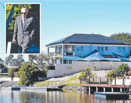  ?? Main picture: JOHN GASS ?? Earle Haven nursing home owner Arthur Miller (inset), 77, lives in a $2 million canalfront mansion (above) at Clear Island Waters and has a multi-million-dollar property portfolio on the Gold Coast.