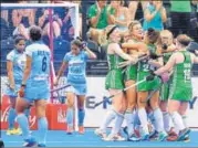  ?? HI ?? Ireland players celebrate the allimporta­nt goal vs India.