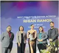  ?? ?? Rhian Ramos took home the Best Primetime Actress Award for ‘Royal Blood.’
