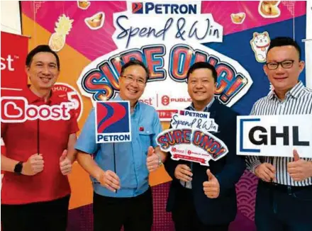  ??  ?? In collaborat­ion with Boost, Petron Malaysia is rewarding customers for fuelling at Petron stations through the ‘Spend & Win SURE ONG!’ campaign. Photo courtesy of Petron