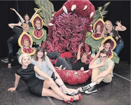  ?? NIKKI WESLEY BURLINGTON POST ?? To celebrate its 40th anniversar­y, Burlington’s Student Theatre is putting on “Little Shop of Horrors” at the Burlington Performing Arts Centre on May 24-25. Theatre founder and program director Rainer Noack (middle, lying down) is pictured with...