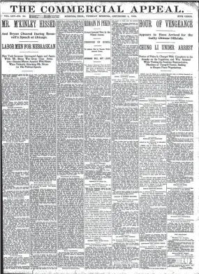  ?? THE COMMERCIAL APPEAL FILE ?? This is The Commercial Appeal from Sept. 4, 1900.