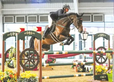  ??  ?? Emma Crawford and Dukes Of Hazzard scoop 1.30m (pictured) and 1.35m victories by clear margins