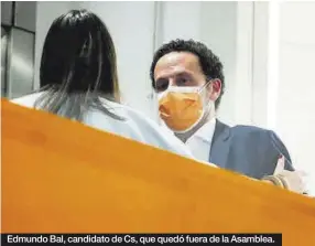  ?? JAVIER LÓPEZ / EFE ?? Edmundo Bal, candidato de Cs, que quedó fuera de la Asamblea.