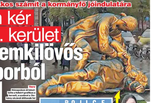  ?? ?? Terv Hónapokon át készítette a felkért grafikus a terveit, a szobrot a Dohány utcánál állítanák fel