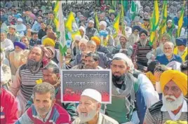  ?? HT PHOTO ?? ■
Protesters at the grain market, Malerkotla, on Sunday.