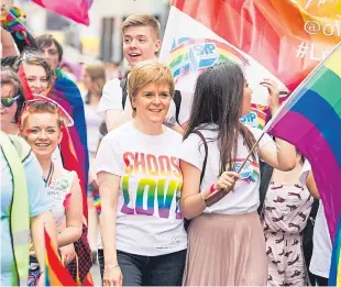  ?? Picture: Chris Austin. ?? Nicola Sturgeon at Glasgow’s Pride march.