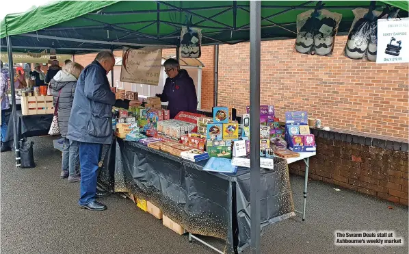  ?? ?? The Swann Deals stall at Ashbourne’s weekly market