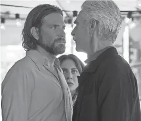  ?? CLAY ENOS ?? Jack (Bradley Cooper, left) confronts his brother Bobby (Sam Elliott) in “A Star Is Born.”